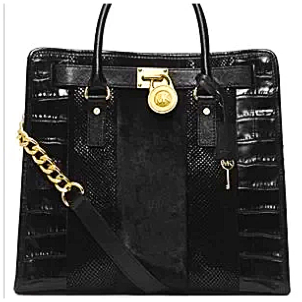 Authentic Michael Kors Croc Embossed Calf Hair Hamilton